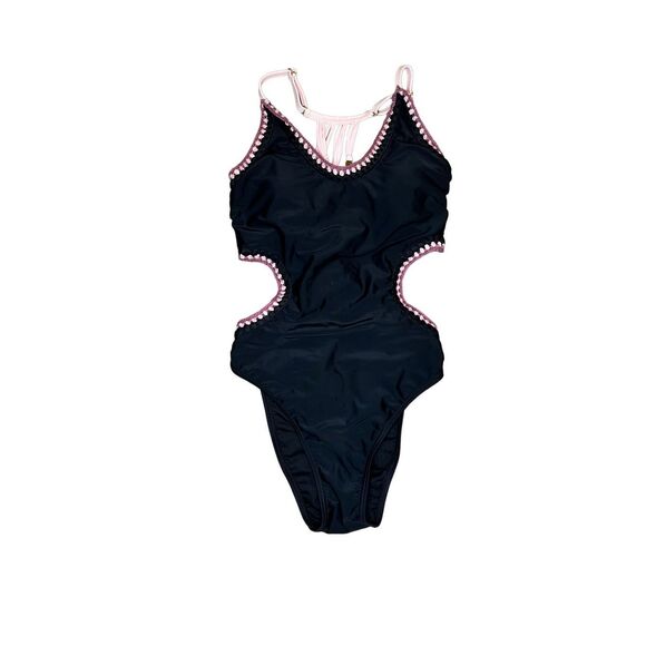 Ibiza swim bathing suit women’s Small one piece black with pink trim strappy - Picture 4 of 8